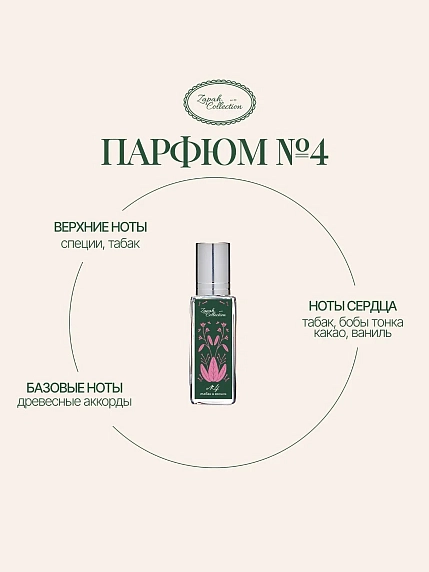 Масляные духи «№4 Табак, Ваниль», 6 мл, фото 1.