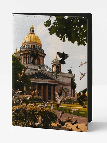 Обложка на паспорт DARI DARI «Исаакиевский собор и голуби», искусственная кожа, фото 1.
