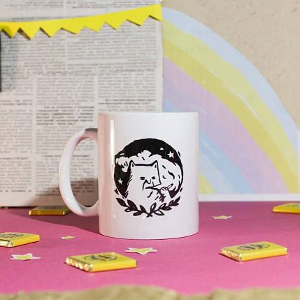 Кружка ШКЯ «Котик с сижкой», керамика, 330 мл, фото 3.