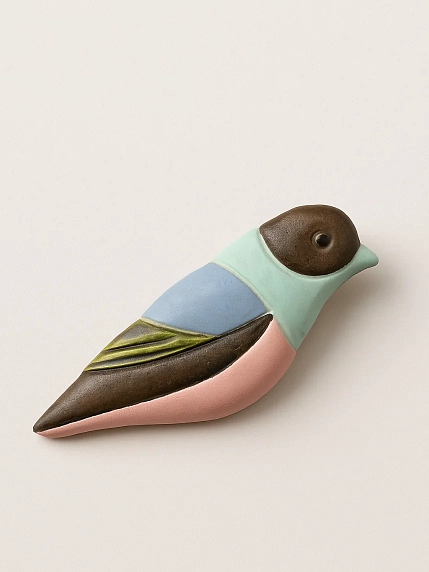 Брошь ручной работы Екатерина Юдо «Птичка», розовая, керамика, фото 4.