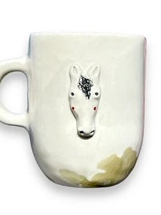 Кружка руной работы Мария Гордеева «Лошадка», керамика, белая, 350 мл