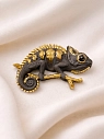 Брошь ручной работы Фарфор Булыгина «Хамелеон», черно-золотистая, превью фото 3
