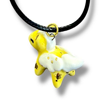 Подвеска керамическая ручной работы с пегасом, жёлтая, фото 3.