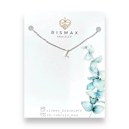 Подвеска ручной работы РисМакс на цепочке с буквой L, нержавеющая сталь, фото 1.