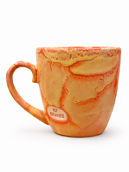 Кружка ручной работы NF ceramics «Сегодня я никого не спасаю», оранжевая, керамика, 400 мл, фото 2.