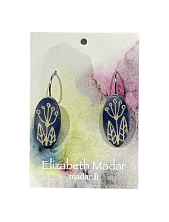 Серьги Elizabeth Madar с цветочным орнаментом, овальные, керамика, синие