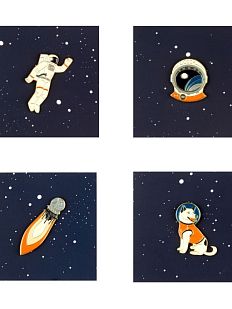 Набор металлических значков «Космос №1», 4 шт