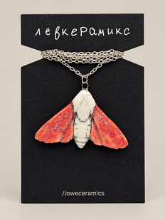 Подвеска ручной работы Лёвкерамикс «‎Мотылек», розовая, керамика
