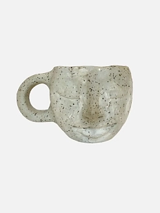 Кружка ручной работы «Лицо», бежевая с крапинками, керамика, 180 мл