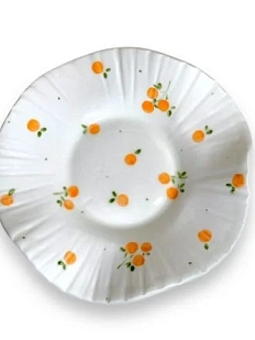 Тарелка ручной работы «Мандарины», керамика, 17 см