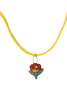 Чокер ручной работы Малёма «Тюльпан» на желтом замшевом шнурке, керамика