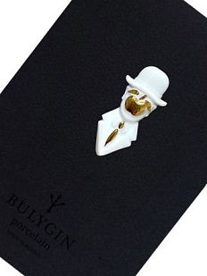 Брошь ручной работы Bulygin «Магритт», фарфор, бело-золотистая