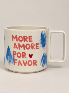 Кружка ручной работы Hands in Clay «More amor por favor», розово-голубая, керамика, 450 мл