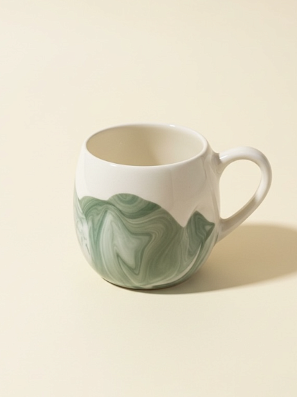 Кружка ручной работы мятая Hands in clay «Зелёный мрамор», керамика, 250 мл, фото 2.