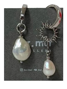 Серьги-конструкторы «Sun», латунь, барочный жемчуг