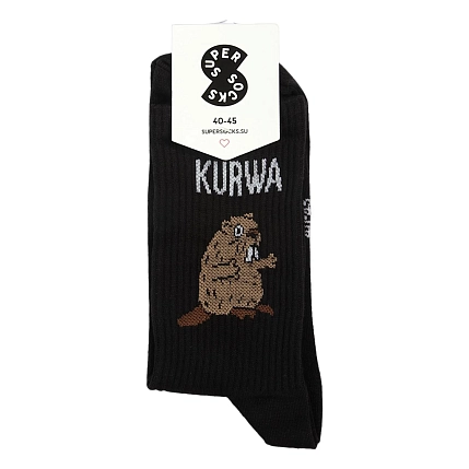 Носки «Курва Бобер», р-р 35-40, чёрный, фото 1.