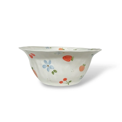 Глубокая тарелка ручной работы «Ягоды и цветы», керамика, 600 мл, фото 3.