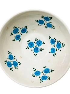 Пиала ручной работы Slowday Ceramics с синими розочками «Винтаж», керамика, 13 см