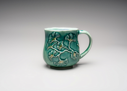 Кружка ручной работы «Гинкго», фарфор, 300 мл, фото 2.