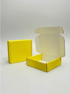 Подарочная коробка для украшений, 10 x 10 x 3 см, маленькая, жёлтая с белым