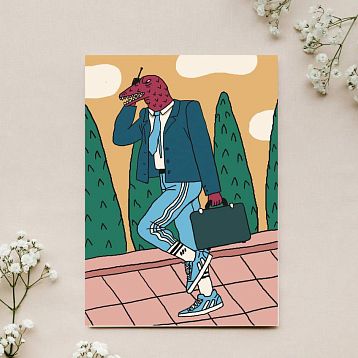 Обложка на паспорт «Динозавр в костюме», фото 2.