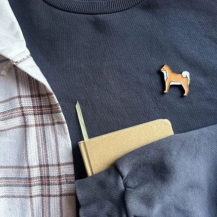 Брошь ручной работы DARI DARI «Сиба-ину» рыжая, керамика, фото 3.