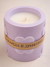 Соевая свеча «Цветочки» в стакане с ароматом лаванды и дрифтвуда, гипс