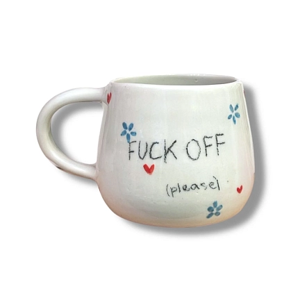 Кружка ручной работы «F**k off (please)», керамика, 250 мл, фото 1.