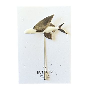 Брошь ручной работы Bulygin «Летучая рыба», бело-серебристая, фарфор, фото 2.