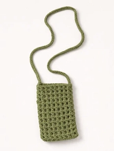 Сумка для телефона вязаная, зелёная