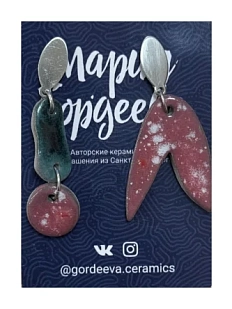 Составные серьги Мария Гордеева, керамика, розово-синие