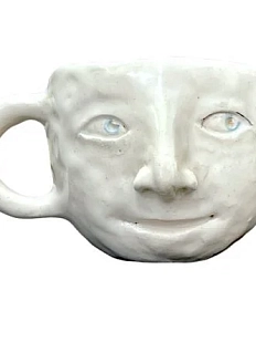 Кружка ручной работы с голубыми глазами «Лицо», керамика, 250 мл
