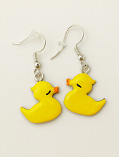 Серьги «Уточки», дерево, жёлтые