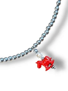 Чокер с подвеской Бур.Мур «Лошадка из детства», родированная латунь, гематит, горный хрусталь и эмаль