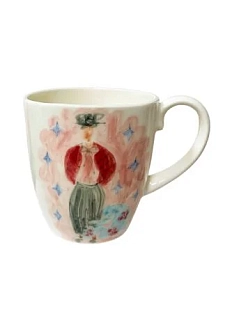 Кружка ручной работы Донышко-горлышко «Мужчина Веня и собака Прохор», белая, керамика, 400