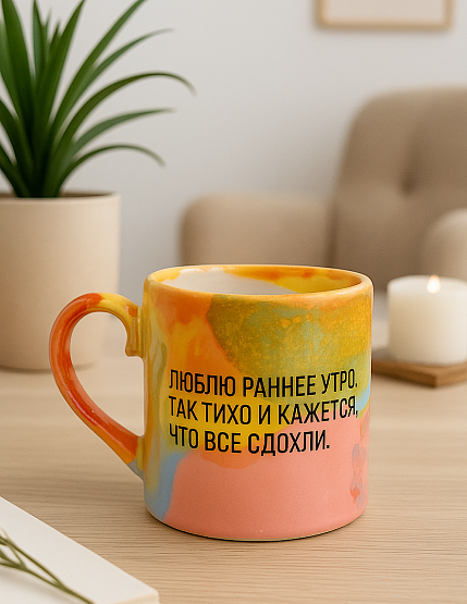 Кружка ручной работы NF ceramics «Люблю раннее утро», керамика, 440 мл, фото 2.