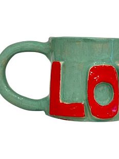 Кружка ручной работы с объемной надписью «Love», зелёная, керамика, 250 мл