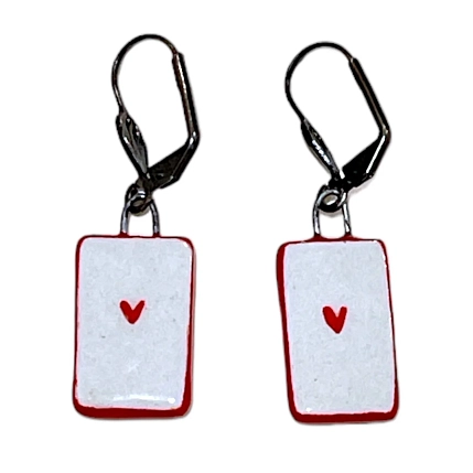 Серьги-конго Боттери керамика «Чёрный кот за окном», керамика, красные, фото 2.