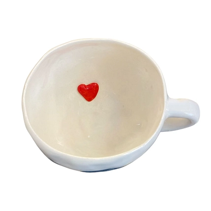 Кружка ручной работы Катя Вебер с надписью «Я худею», белая, керамика, 350 мл, круглая, фото 3.