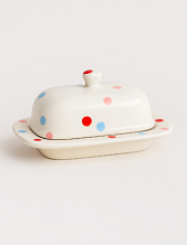 Маслёнка ручной работы ММ керамика «Конфетти», белая