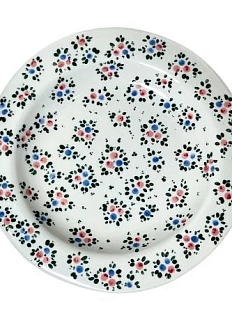 Тарелка ручной работы Slowday Ceramics с красными и синими розочками, керамика, 19 см