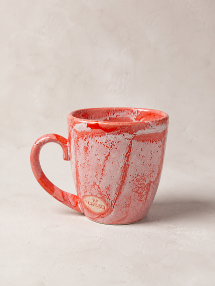 Кружка ручной работы Тата вытворяет/NF ceramics «Oty***s' от себя», красная, керамика, 400 мл, фото 2.