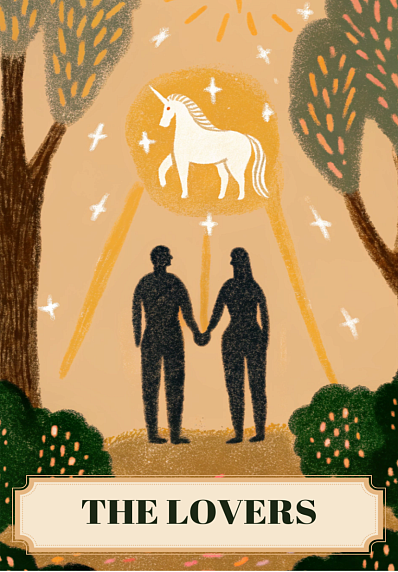 Открытка Таро Влюбленные (The Lovers), фото 1.