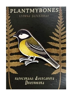 Брошь «Синичка», дерево