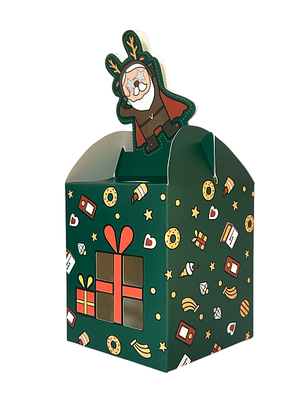 Подарочная коробка с окошком «Санта», зелёная, фото 2.