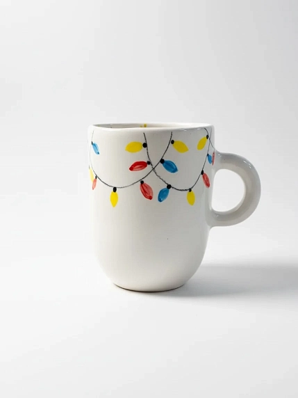 Кружка ручной работы Верба керамика «Лампочки», керамика, 400 мл, фото 1.