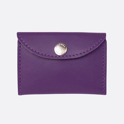 Cкладной кошелёк визитница ручной работы, Kokosina bags, натуральная кожа, фиалковый, фото 1.