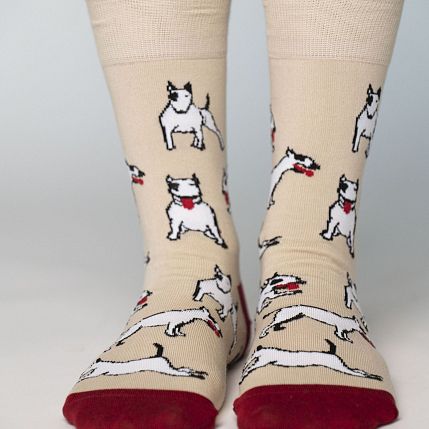 Носки «Хулиганский бультерьер», р-р 38-41, бежевые, фото 2.