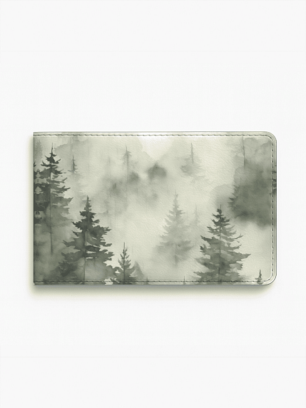 Обложка на студенческий билет «Туманный лес», экокожа, фото 1.