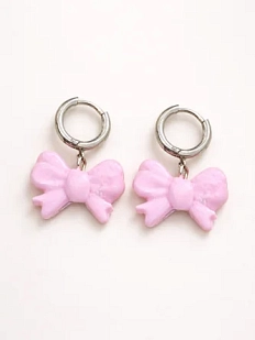 Серьги-конго Радость Рядом «Бантики», розовые, полимерная глина